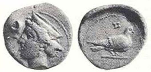 монета с изображением афины polignosi