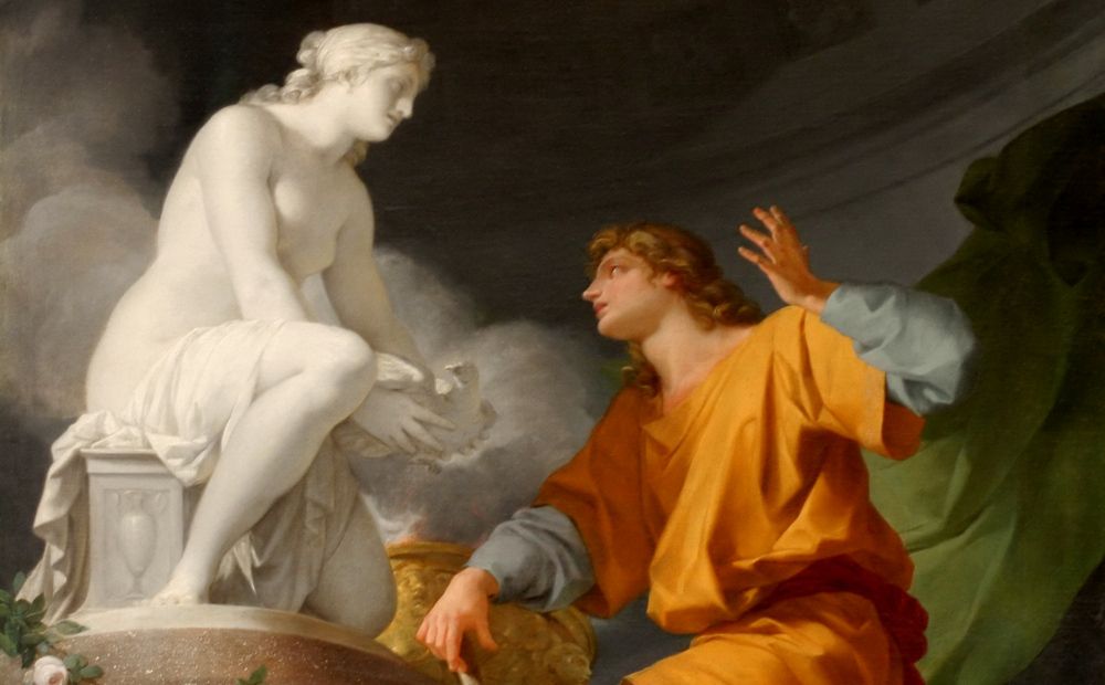 Жан-Батист Реньо. Пигмалион, просящий Венеру оживить изваянную им статую. 1786 г.  Источник: wikipedia.org