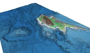 3D-модель горы Эратосфен к югу от Кипра Источник: TCarta Marine